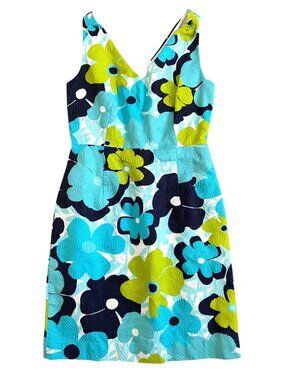 Lilly Pulitzer Women Sz 6 Kiki Shorely Blue Pop Goes The Floral Jacquard Dress
